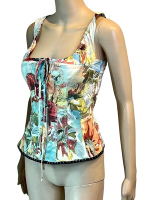 Roberto Cavalli S/S 2003 Bustier Corset Floral Abstract Print