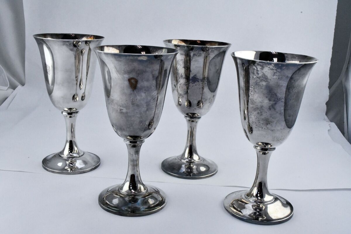纯银950 4 件套酒杯20 盎司。 有标记| eBay 纯银950 4 件套酒杯20 盎司。 有标记| eBay