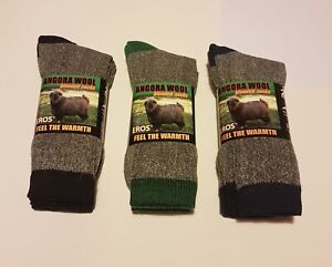 2 x Pairs Mens Angora Wool Blend Warm Socks Size 6-12 Thick Heavy Walking Hiking 