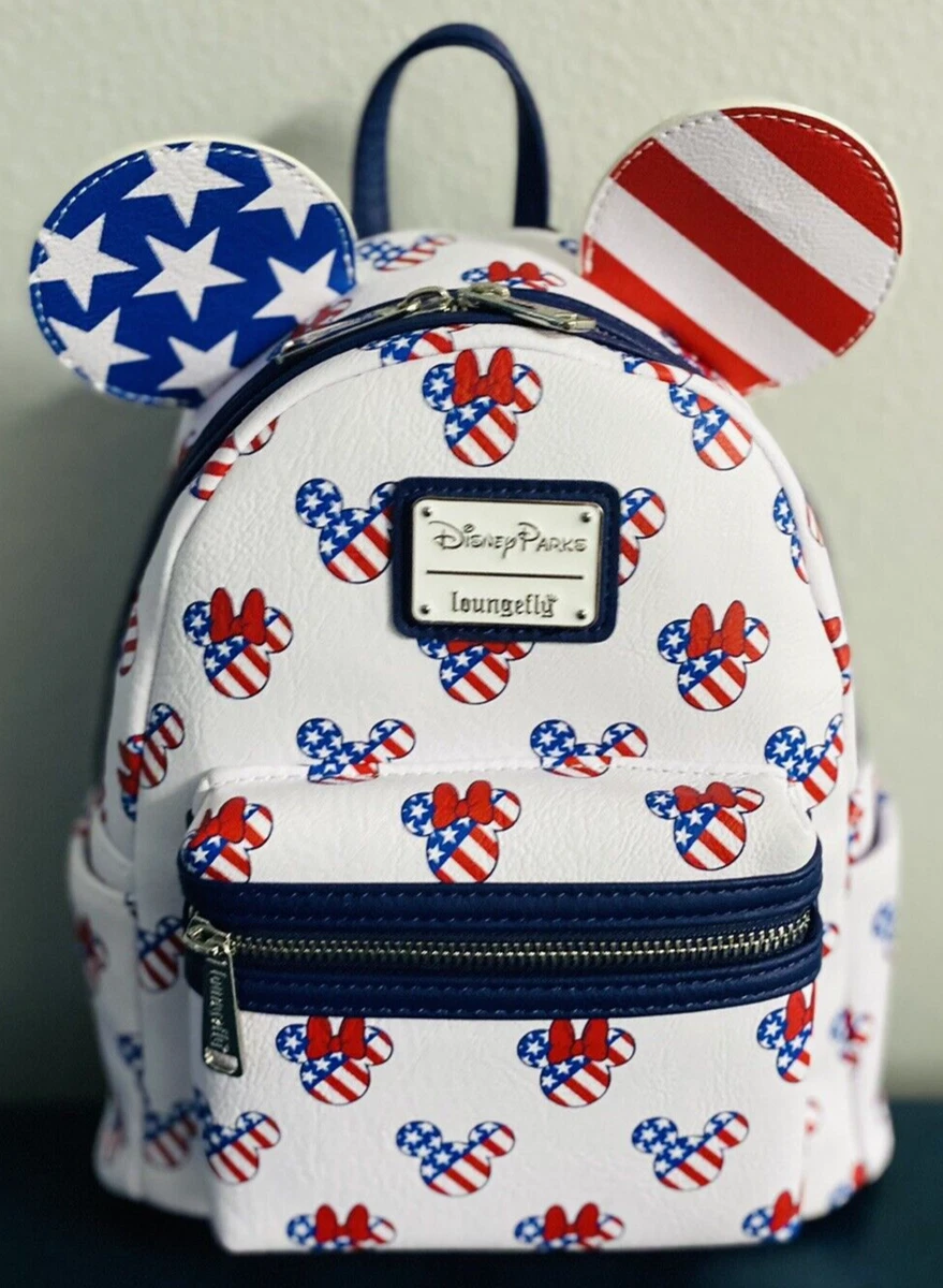 Disney Loungefly Stars Stripes American Flag Mini Backpack Mickey Minnie NEW
