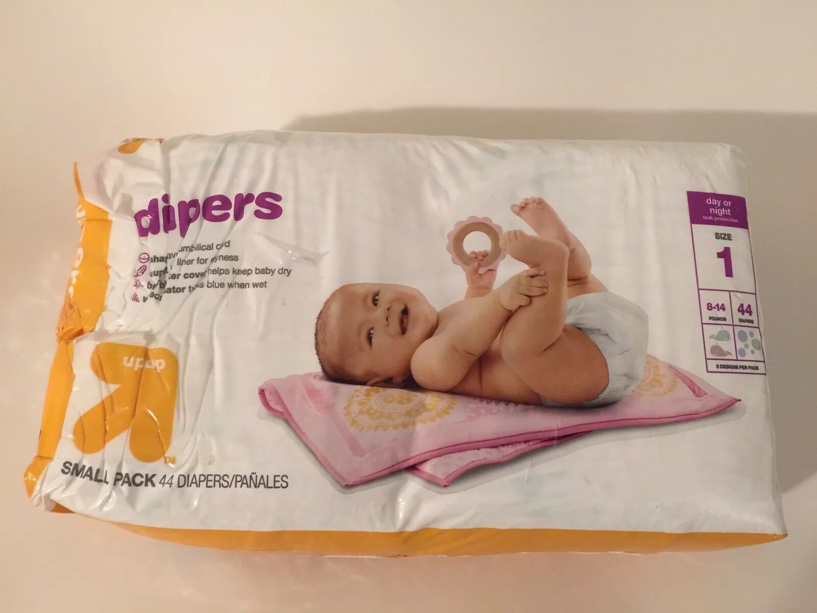 Up and up diapers Size 1 8-14 lbs day night open package 40-42 Ct Open