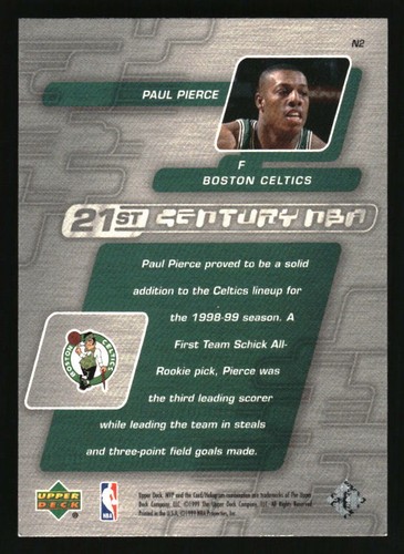 1999-00 Upper Deck MVP 21st Century NBA #N2 Paul Pierce - Picture 2 of 2