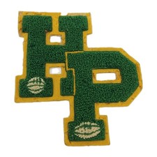 Vintage Varsity Letterman Letters HP Yellow & Green Chenille Basketball Football