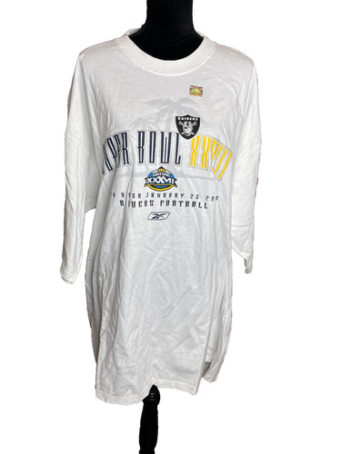 Reebok, New Vintage 2003 Reebok Superbowl XXXVII Raiders San Diego t-shirt tee 2XL