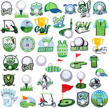 48 Pcs Golf Iron on Patches Embroidered Golf Sports Iron on Decorative Green Gra