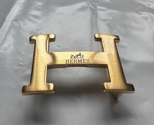 Vintage Golden H Logo Monogram Reversible Gold Belt Buckle 4cm 1.5" Designer