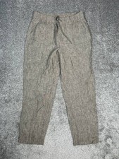 Athleta Retreat Linen Ankle Pants Womens Small Beige High Rise Straight Leg