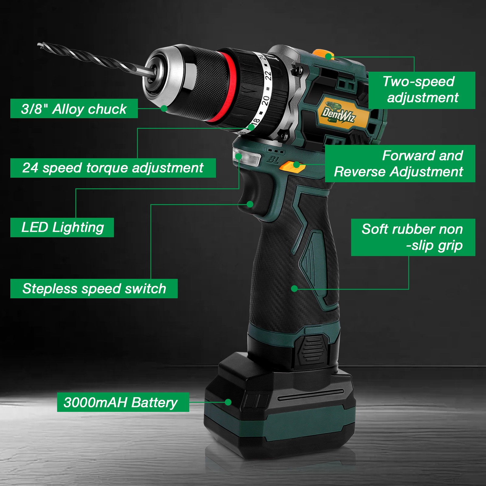 Brushless Cordless Impact Driver & Hammer Drill Combo Kit w/ Battery & Fast Char