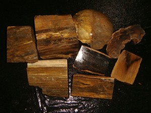 OLD MIXED PETRIFIED WOOD CUT SPECIMENS   6  POUNDS