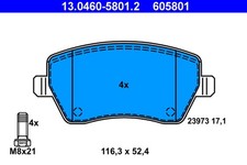 ATE Bremsbelagsatz Scheibenbremse 13.0460-5801.2 für NISSAN MICRA K12 RENAULT 3
