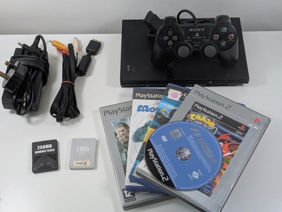 Sony PlayStation 2 (PS2) Slim Konsole (SCPH-77004) Bundle - Controller & Spiele