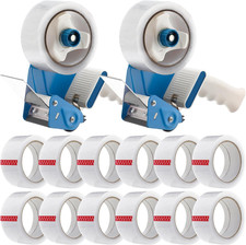 Dunzoom 2 Pack Packing Tape Dispenser Gun with 12 Roll Packing Tape 2 Inch Gu...