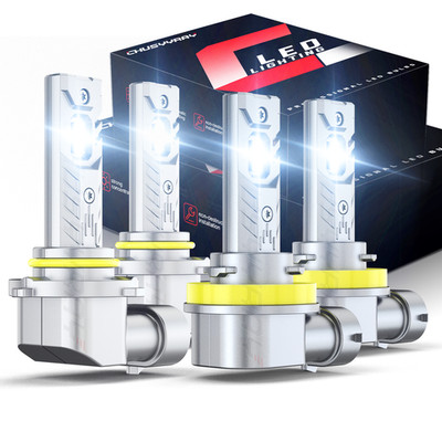 4PCS 9005 + H11 LED Headlight Bulbs High Low Beam Bright White Conversion Kit +