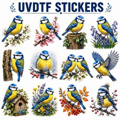 Vintage Vogel Aufkleber für Tassen Becher | Wasserdicht Aufkleber Transfer Sticker Rub on