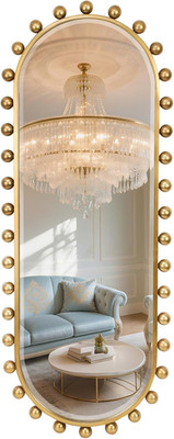 Antique Gold Beaded Full-Length Oval Mirror - 20''x51'' for Any Room