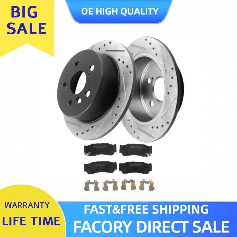 Rear Brake Pads Ceramic Drilled Brake Rotors for Hyundai Santa Fe 2007 2008 2009