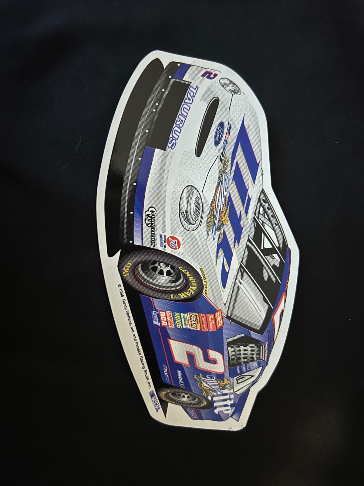 Rusty Wallace NASCAR #2 Miller Lite Car with White Hood Magnet