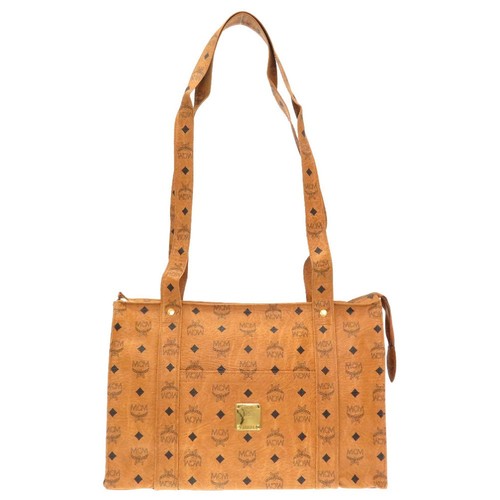 Beauty MCM Monogram Pattern PVC Brown Tote Bag Bag Brown 0225 MCM