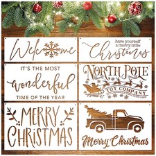 Large Christmas Stencils Door Mats Reusable Doormat Stencils Painting Merry