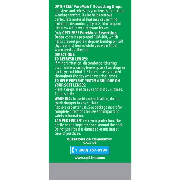 12-mL Puremoist Rewetting Drops - Refreshing Relief for Contact Lens Wearers