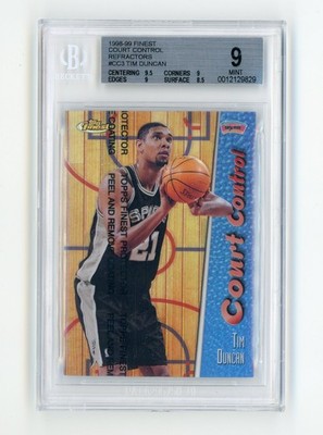 1998-99 Finest Court Control Tim Duncan Refractor w/ coating /150 Spurs BGS 9