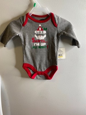 HOLIDAY TIME ''I'm Like Santa I'm Up All Night'' Bodysuit Size: Newborn