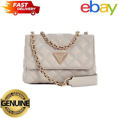GUESS Giully II Mini 2 Comp Convertible Flap Bag Beige 100% Authentic 