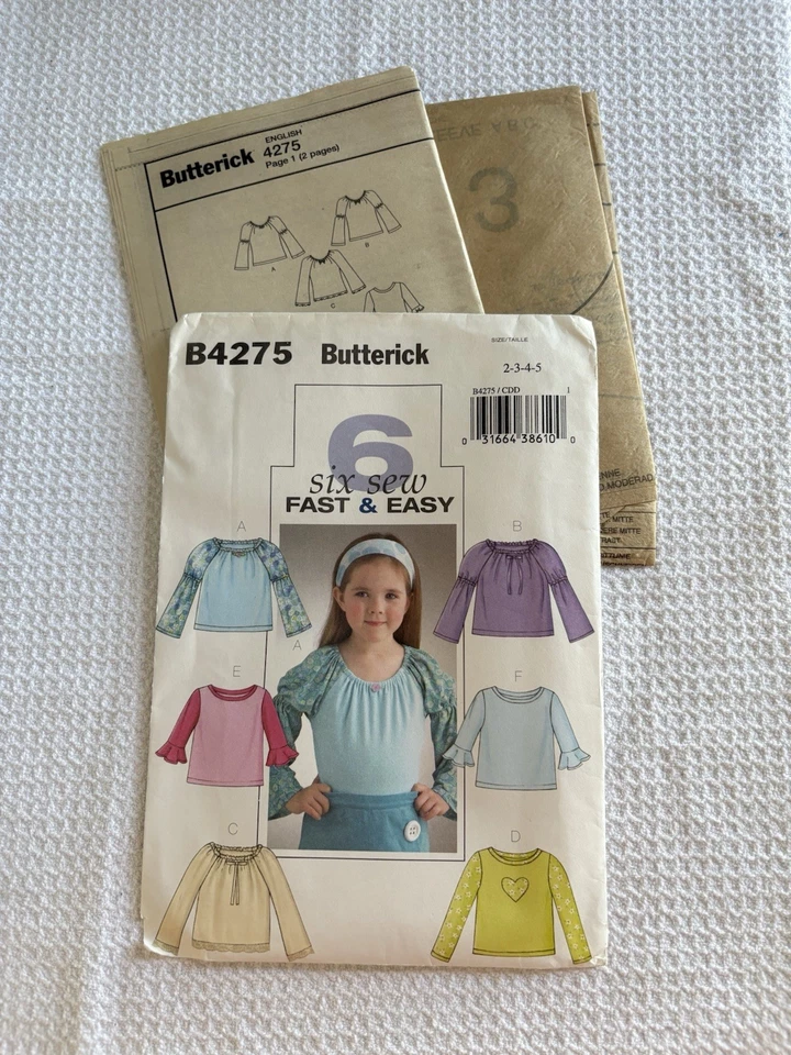 Shirt Top Girls Sizes 2 3 4 5 Butterick B4275 Sewing Pattern UNCUT Fast & Easy - Image 3 of 3