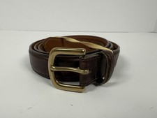 LL BEAN Belt Brown Mens 42 Full Grain Leather Brass Buckle Made in USA #212490