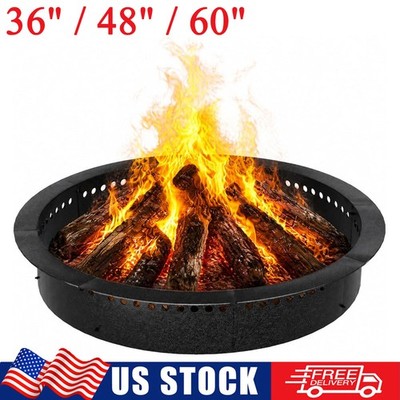 36''/48''/60'' Smokeless Fire Pit Ring Steel Outdoor Patio DIY Campfire Fire Ring