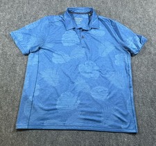 Tommy Bahama Men  s XL Blue Floral Polo Shirt Island Zone Lightweight Marlin EUC