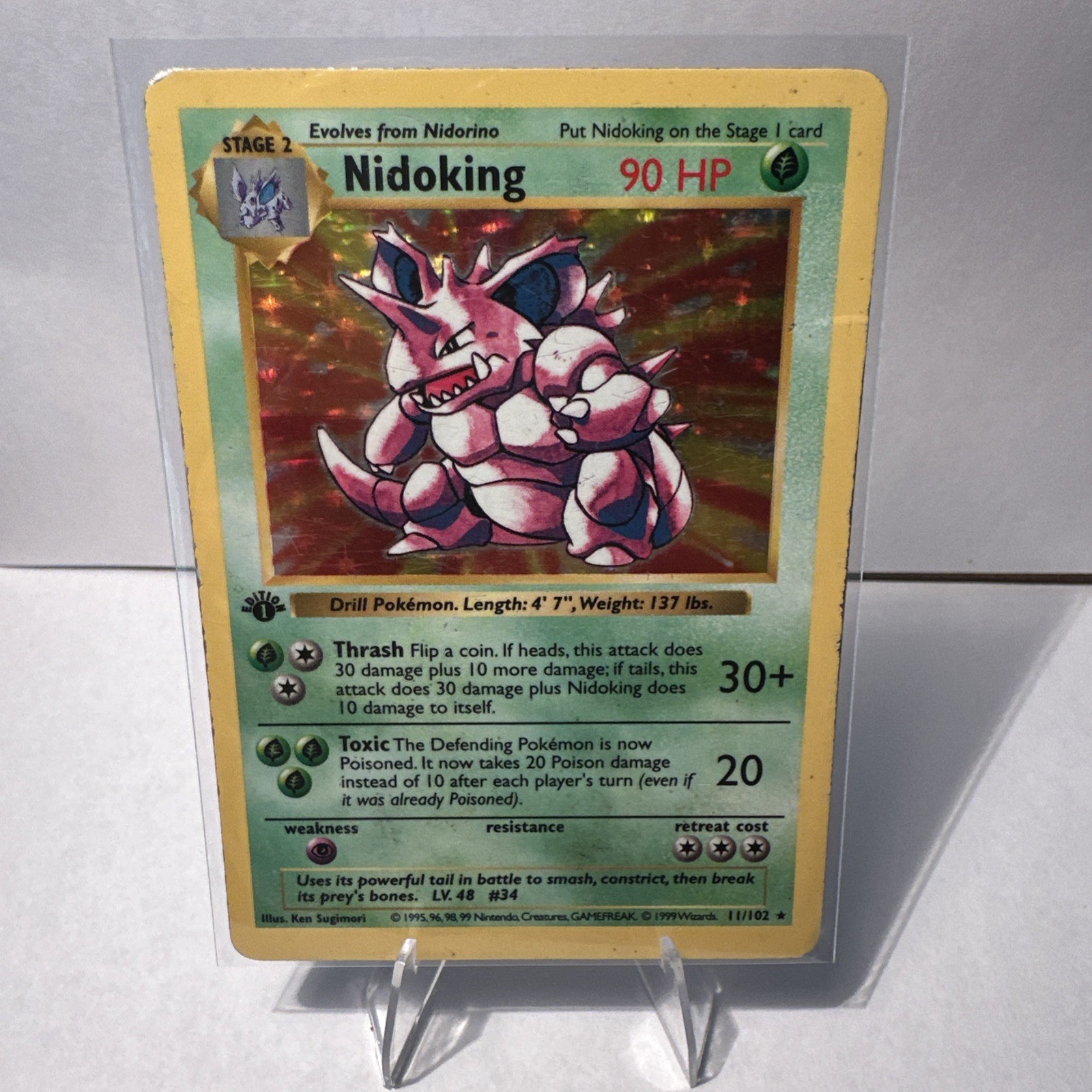 1999 Pokemon Base Set Nidoking 11/102 1st Edition Shadowless Holo Rare MP