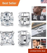 Luxury 2 Pairs Magnetic CZ Earrings  Hypoallergenic Non-Pierced Elegance