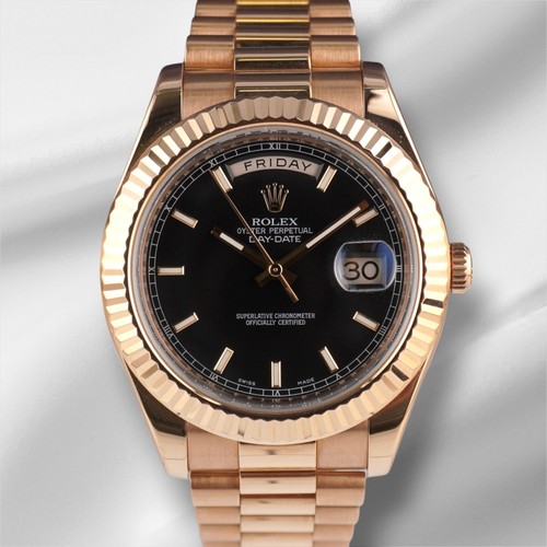 Rolex 41mm President Day-Date II Rose Gold Black Dial Men