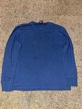 Polo Ralph Lauren Blue Waffle-Knit Pullover Sweater Crew Neck Long Sleeve L