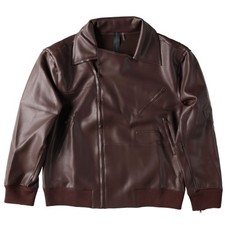NORMA KAMALI Womens Oversized Moto Jacket Chocolate Core Front Zip M - 38 RRP274