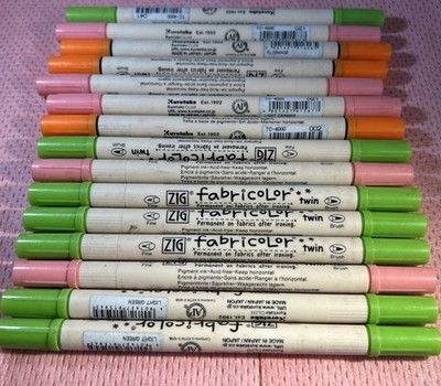 JOB LOT of 15 AUTHENTIC ZIG FABRICOLOR TWIN PERMANENT on FABRICS #8
