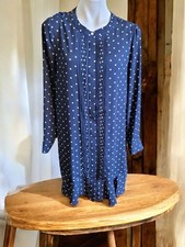 TOMMY HILFIGER Classic Navy Blue/ White Polka Dot Dress Size LG