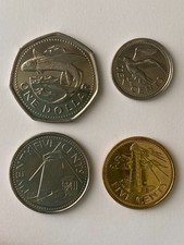 Lot Of 4 Coins From Barbados 2023 5,10 Cent And 2022 Quarter and 1 Dollar