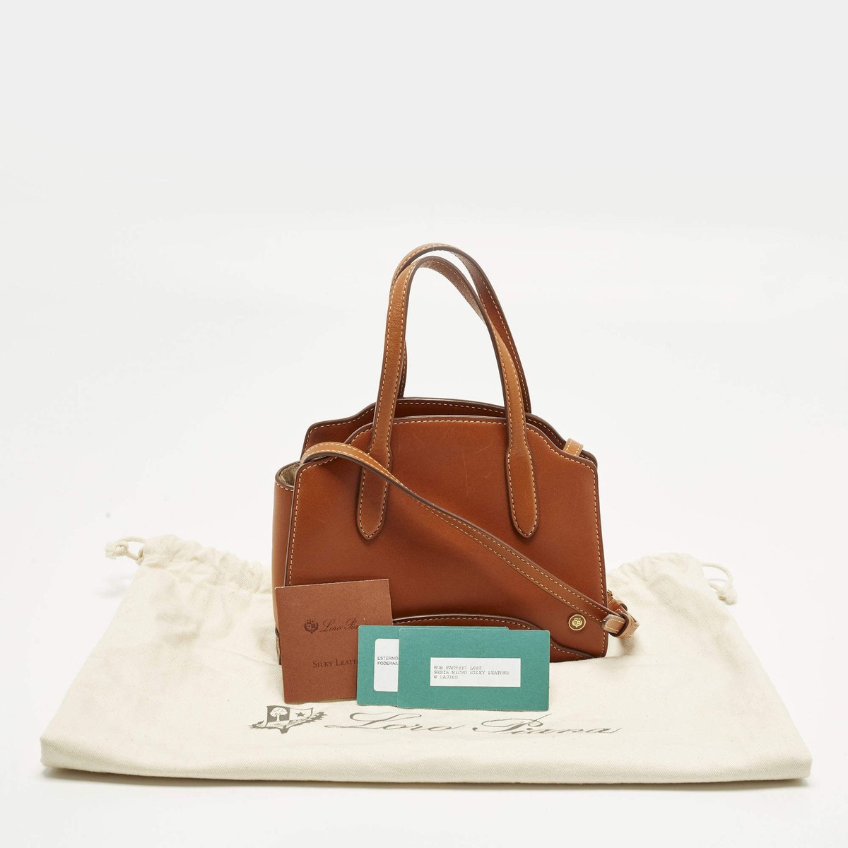 Loro Piana Sesia Micro Brown Leather Tote | eBay