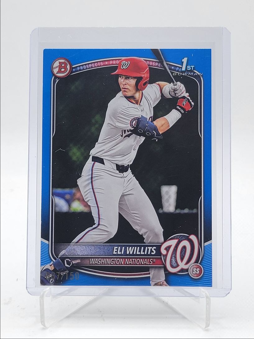 ELI WILLITS 2025 BOWMAN DRAFT 1ST BLUE BORDER PAPER NATIONALS B /150 Q3855