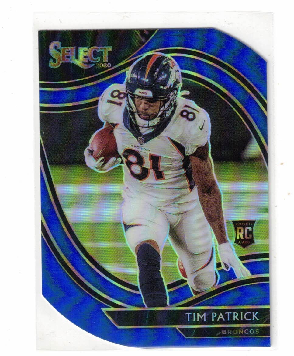2020 Panini Select #375 Tim Patrick RC Blue Prizm Die Cut