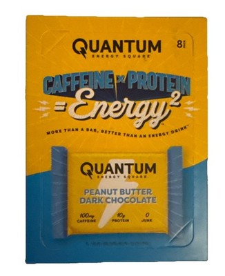 8Quantum Energy Square Bar with Caffeine & 10g Protein. PEANUT BUTTER DARK CHOCO