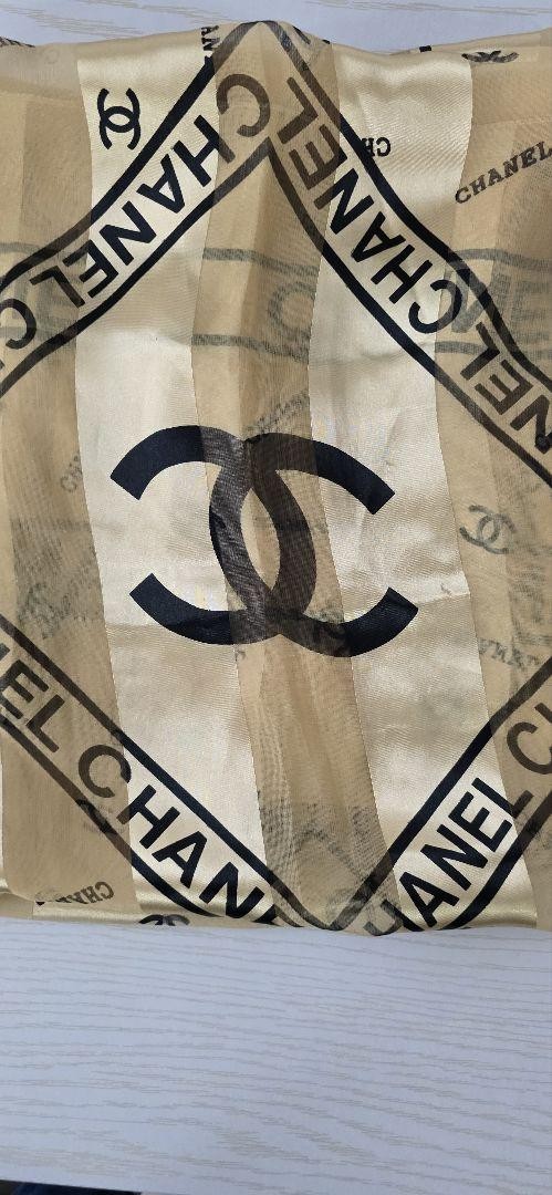 CHANEL Scarf Gold Logo Coco Mark Square 100% Silk | eBay