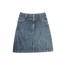 Y2K Vintage Eddie Bauer Knee Length Denim Skirt Size 4 Cotton Capsule A-Line