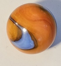 AKRO AGATE Jolly Rogers Orange Blue CORKSCREW Marble .63" NEAR MINT