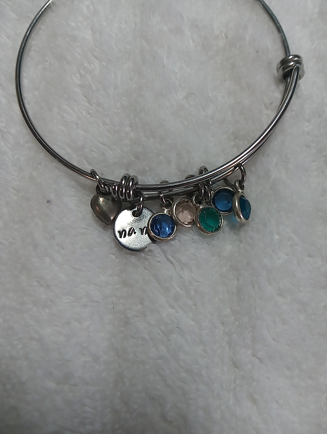 silver-tone expandable charm bangle bracelet - image 2