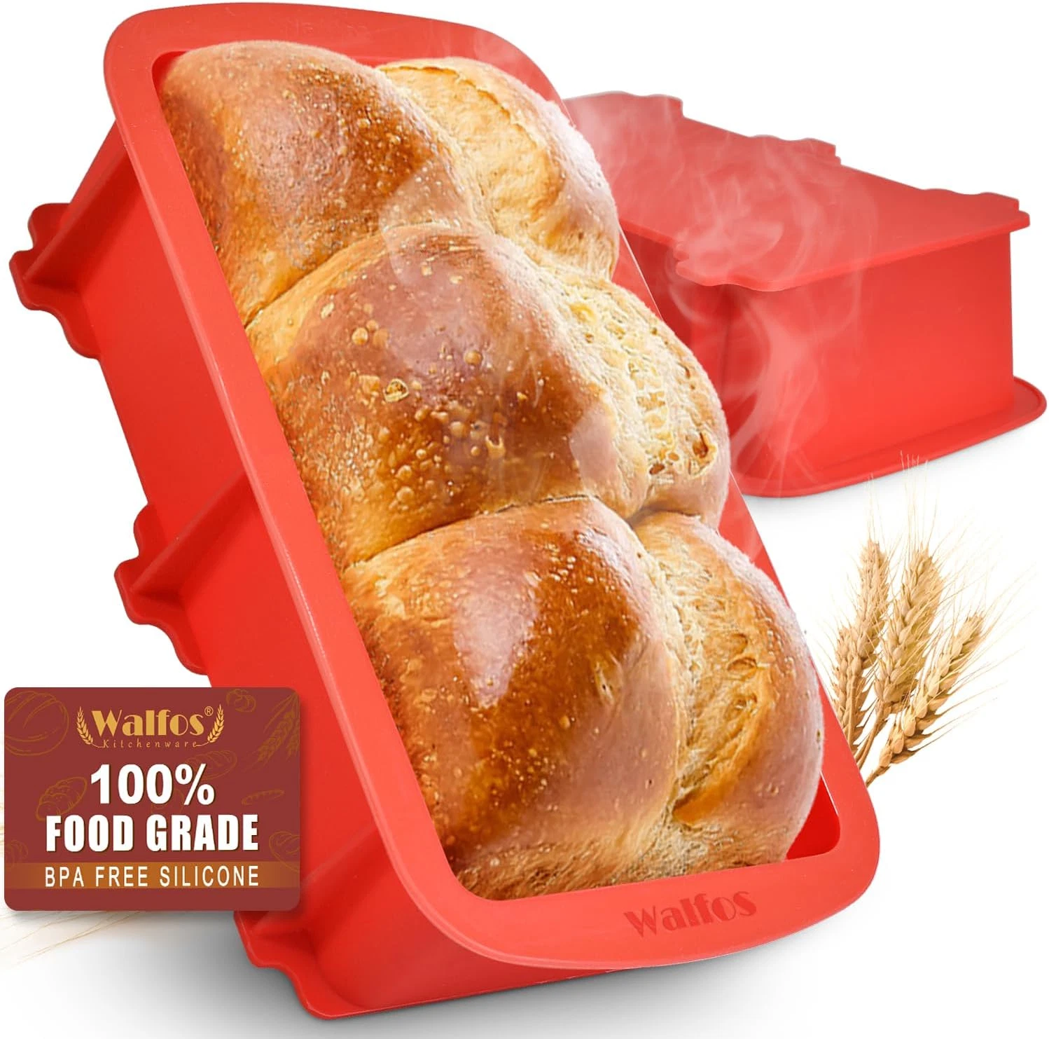 Silicone Non-Stick Bread Loaf Pans 9x5 Inch Baking Set of 2 Dishwasher Safe