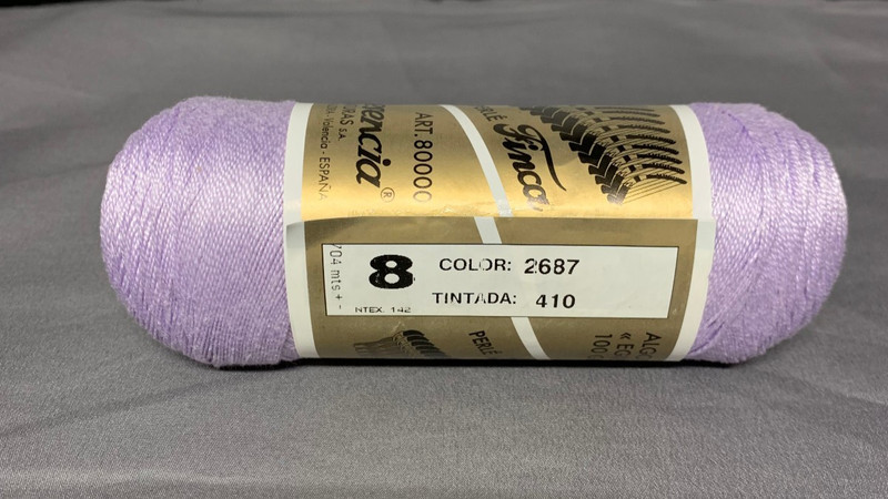 770 Yards Finca Perle Cotton No 8 Thread 100g Color 2687 Light Lavender