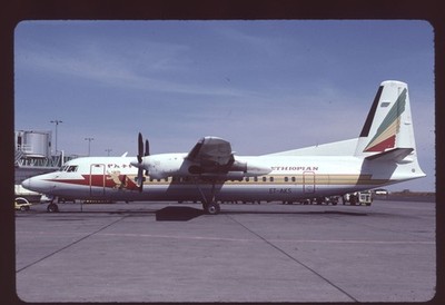 Orig 35mm airline slide Ethiopian Airlines F50 ET-AKS